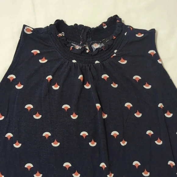 Ann Taylor Sleeveless Top, Color Blue/White/Tan Size XS - Picture 3 of 13
